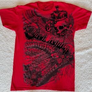 Chemistry Skull Crown Wing Graphic T Shirt Red Streetwear Gothic Size M